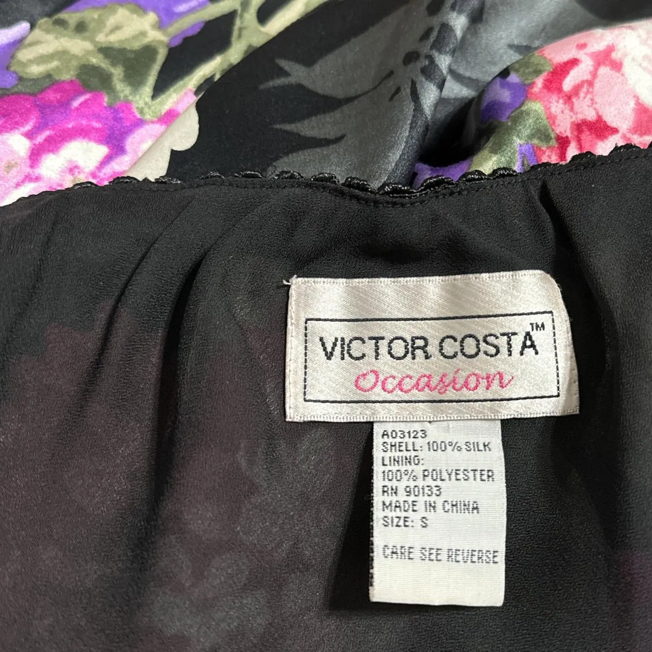 90s Sequined Silk Hydrangea Maxi Skirt (S)