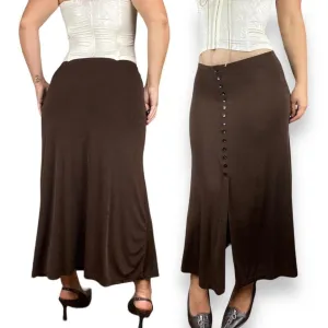 90s Slinky Button Maxi Skirt (Medium)