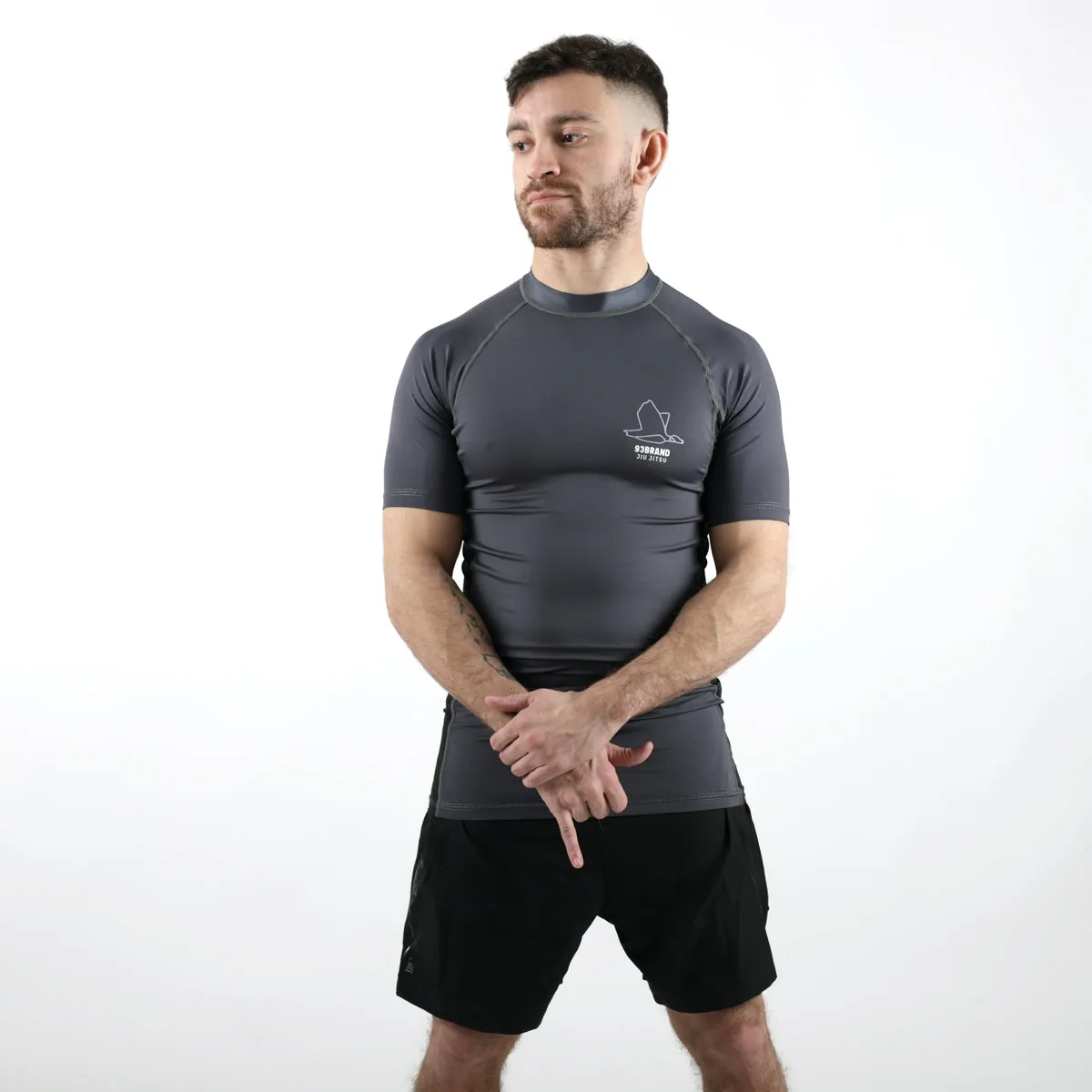 93brand Standard Issue S/S Rash Guard 2-PACK (Black, Smoke Grey)