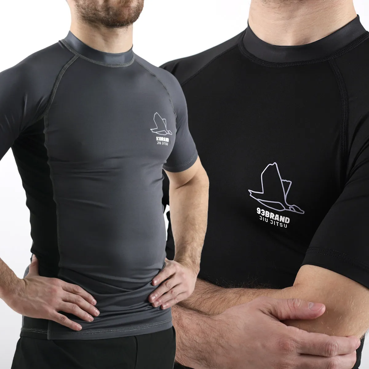 93brand Standard Issue S/S Rash Guard 2-PACK (Black, Smoke Grey)