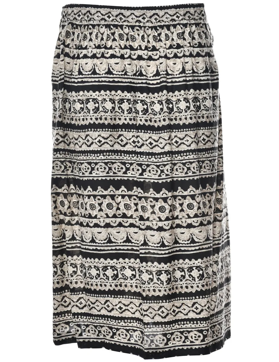 Abstract Print Maxi Skirt - M
