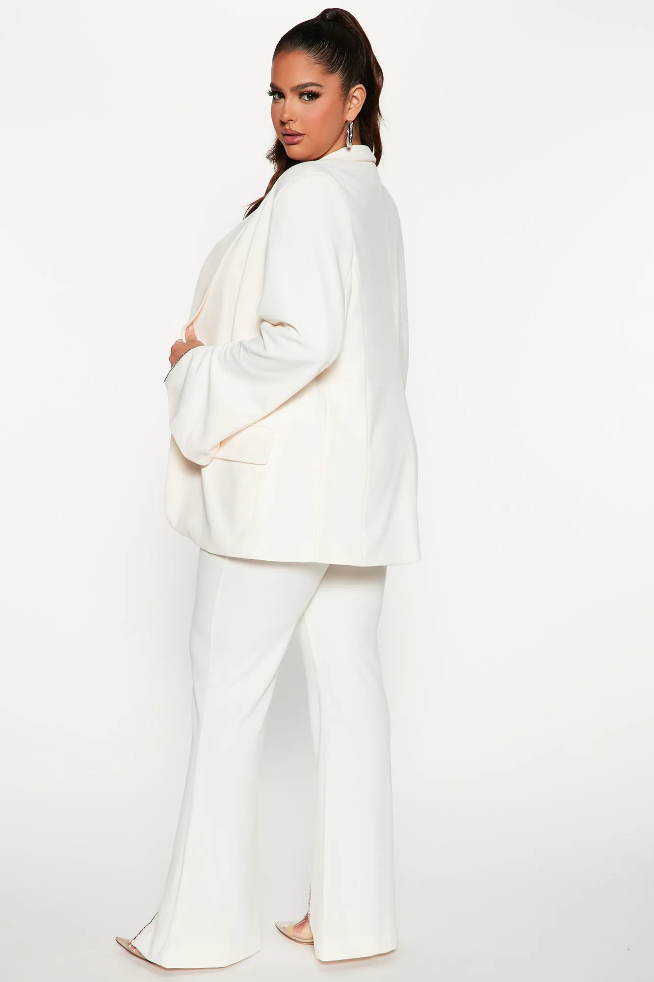 Alyssa Rhinestone Blazer Pant Set - Cream
