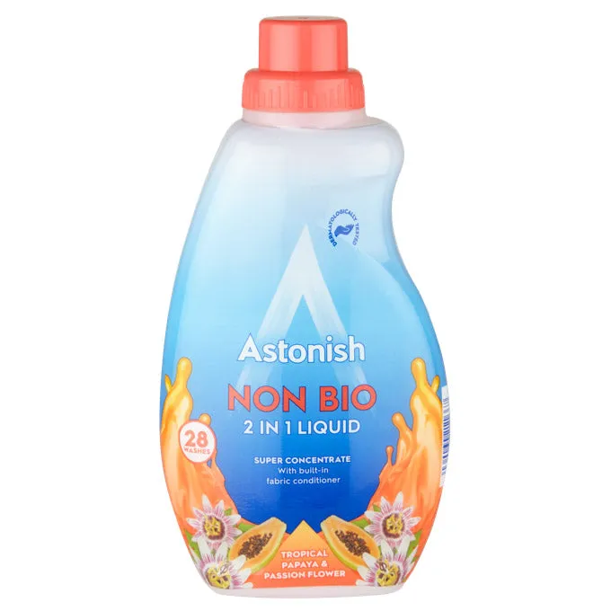 Astonish Non Bio 2 in 1 Laundry Liquid Tropical Papaya & Passion Flower 28w 840ml - Case of 12