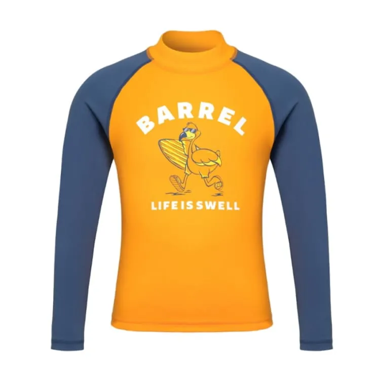 Barrel Kids Sunset Flamingo Rash Guard-ORANGE
