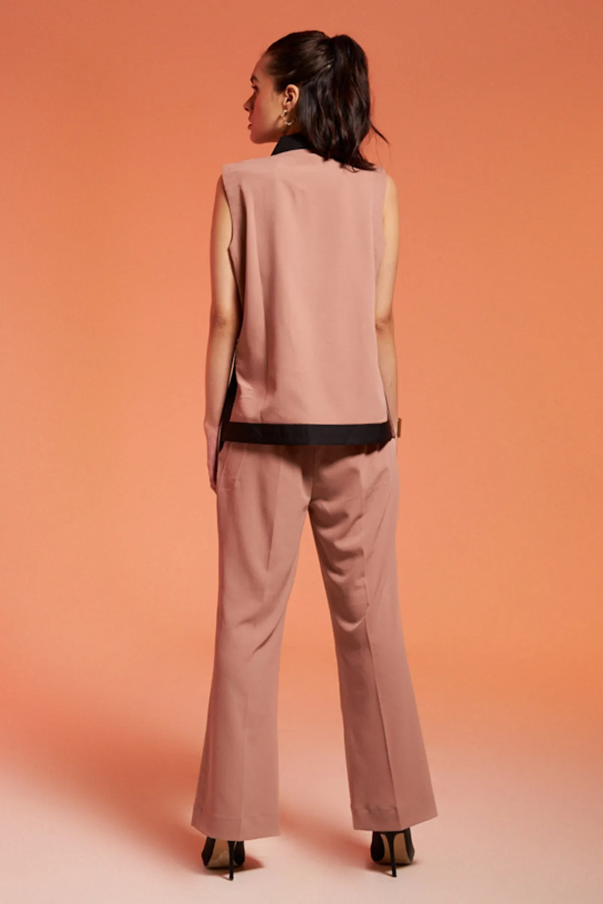 Beige Sleeveless Blazer & Pants