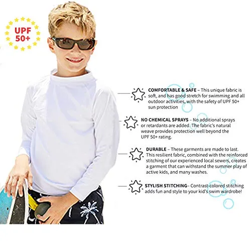 Bestry Boys' Long Sleeve Rashguard Swim Shirt Kids Toddler Swimwear Surf Tops UPF 50  Sun Protection Dark Green