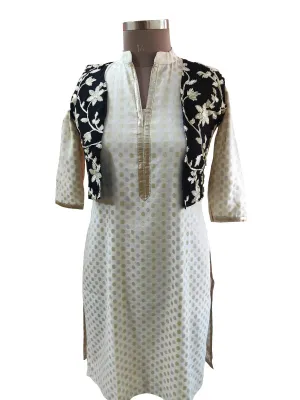 Black Gotta Embroidered Ethnic Jacket Shrug ACJ11