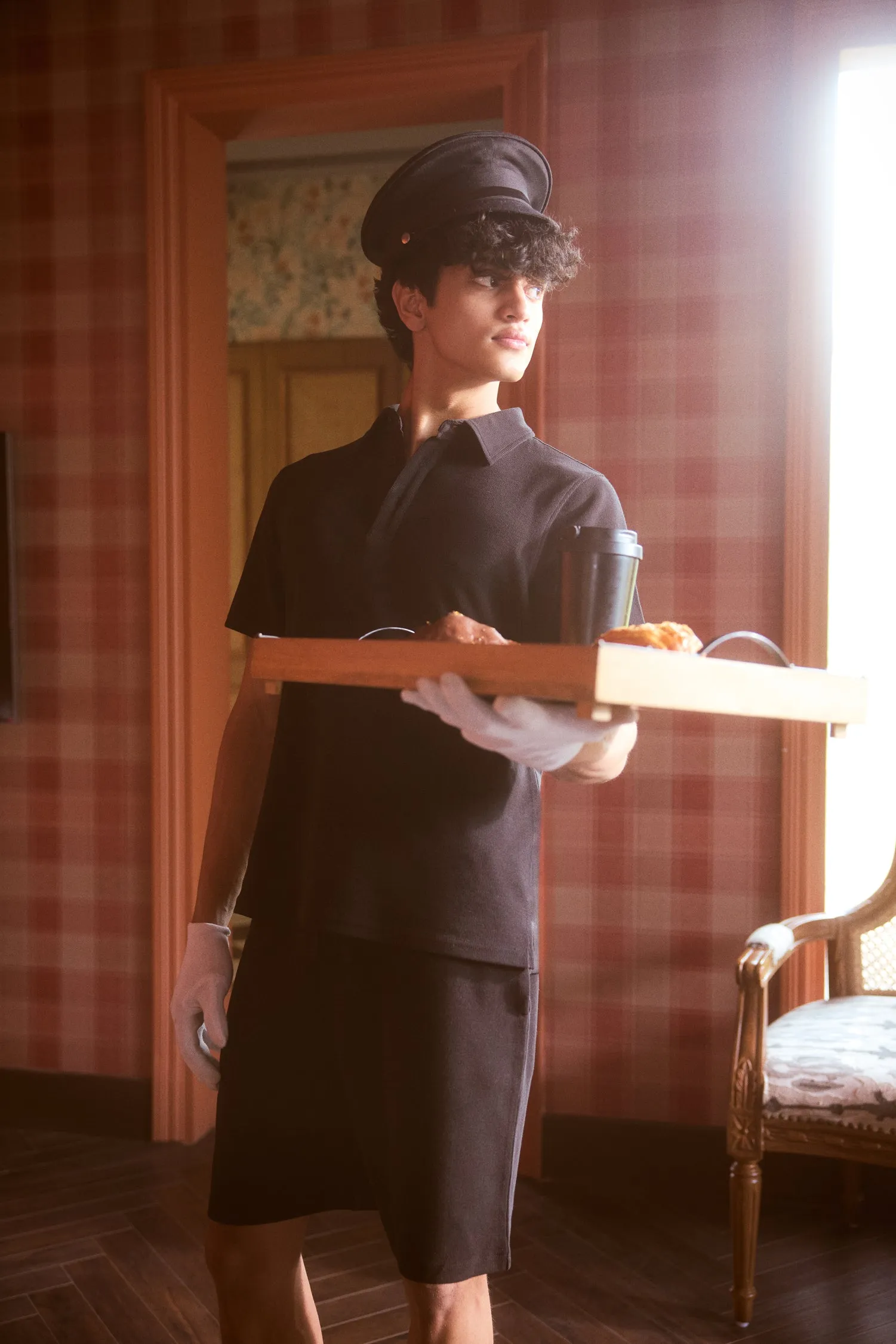 Black Lushknit® Polo & Shorts Set