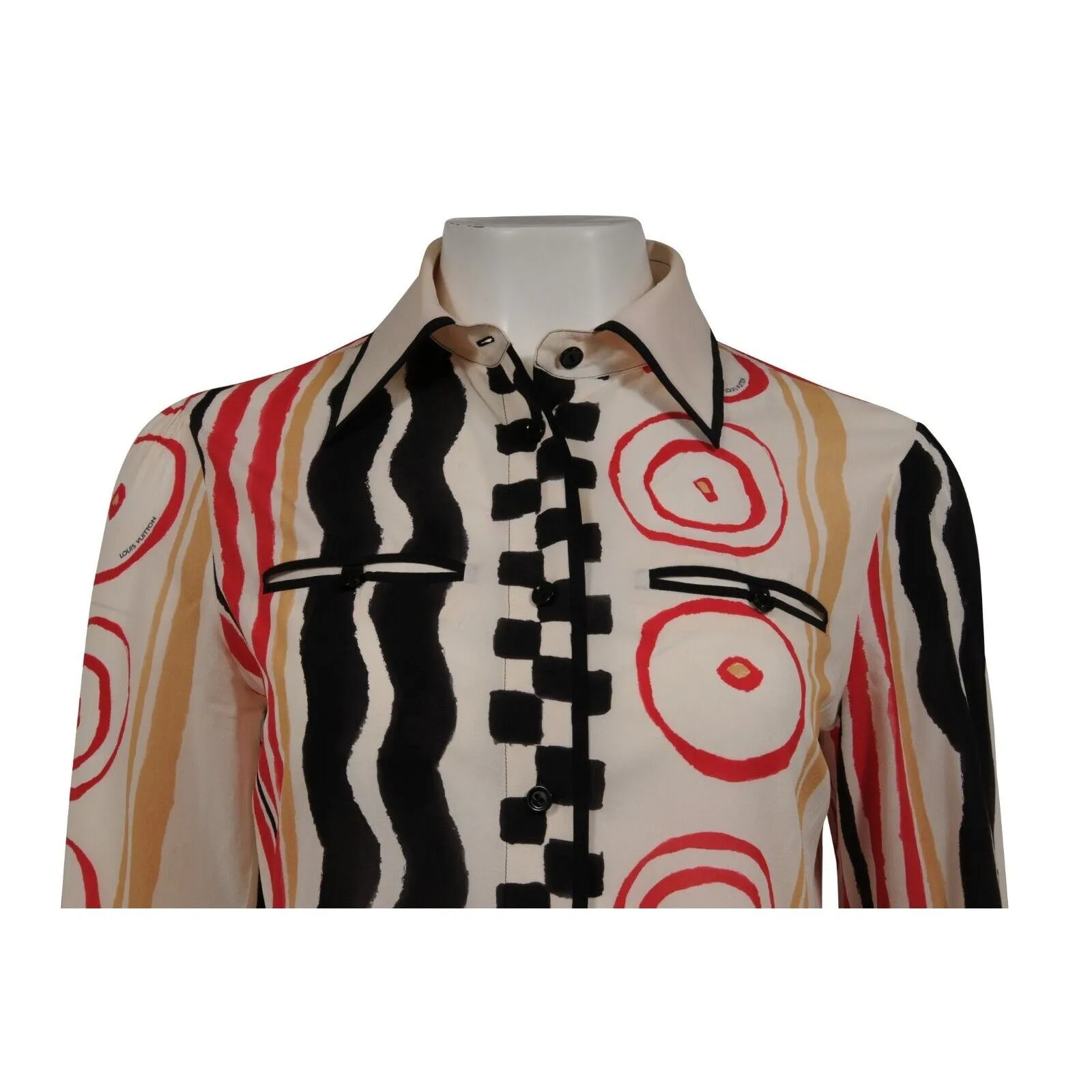 Button Down Shirt US 10 IT 40 Cream Stretch Silk Top Vintage
