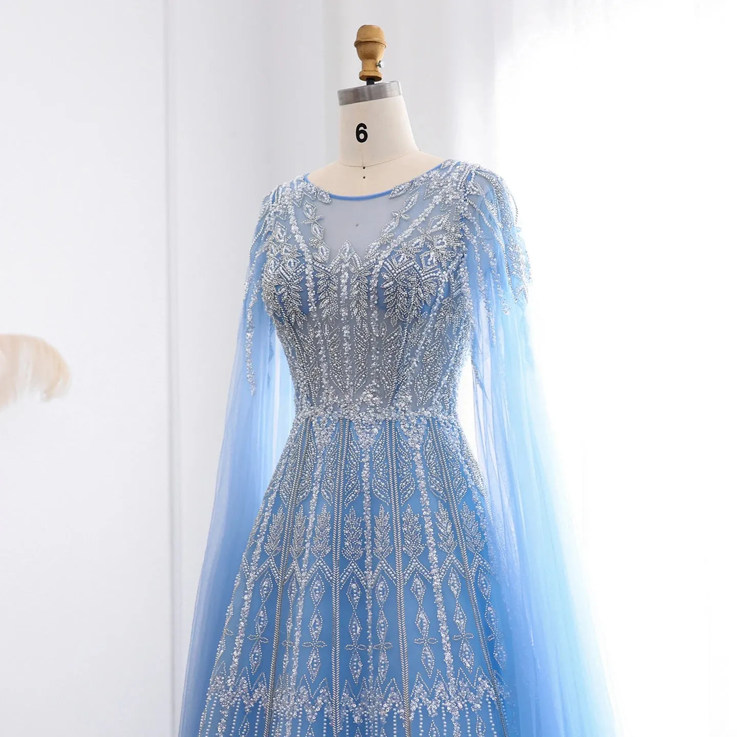 Cape Sleeves Tulle Wedding Formal Party Gowns