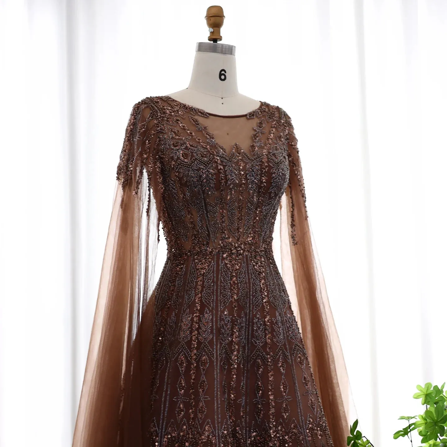 Cape Sleeves Tulle Wedding Formal Party Gowns