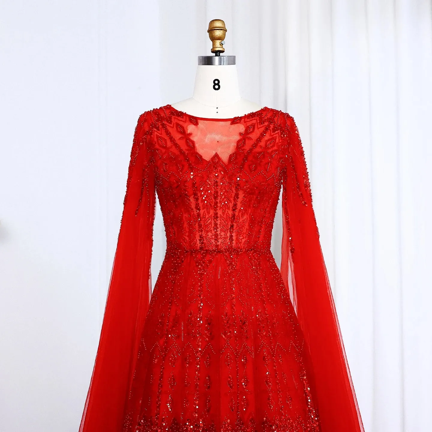 Cape Sleeves Tulle Wedding Formal Party Gowns