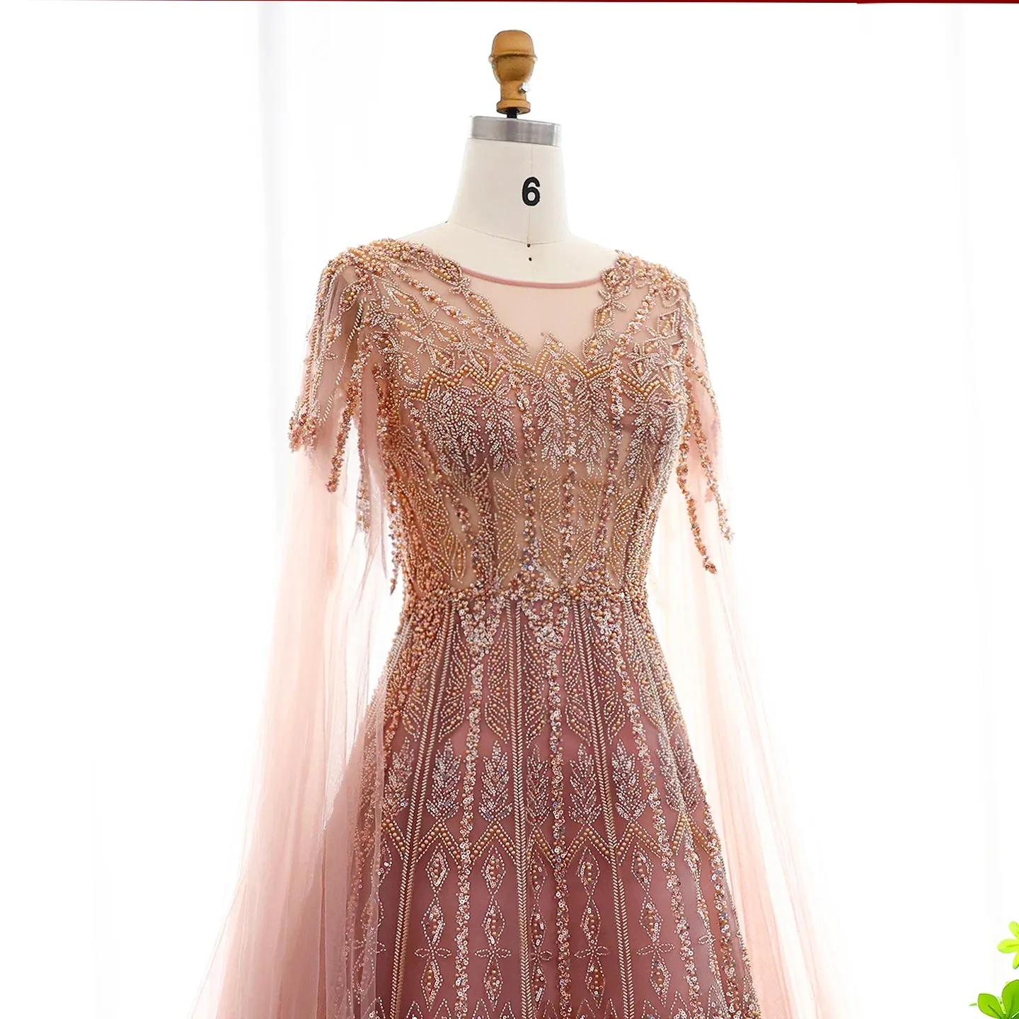 Cape Sleeves Tulle Wedding Formal Party Gowns