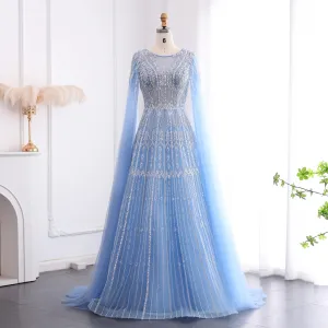 Cape Sleeves Tulle Wedding Formal Party Gowns