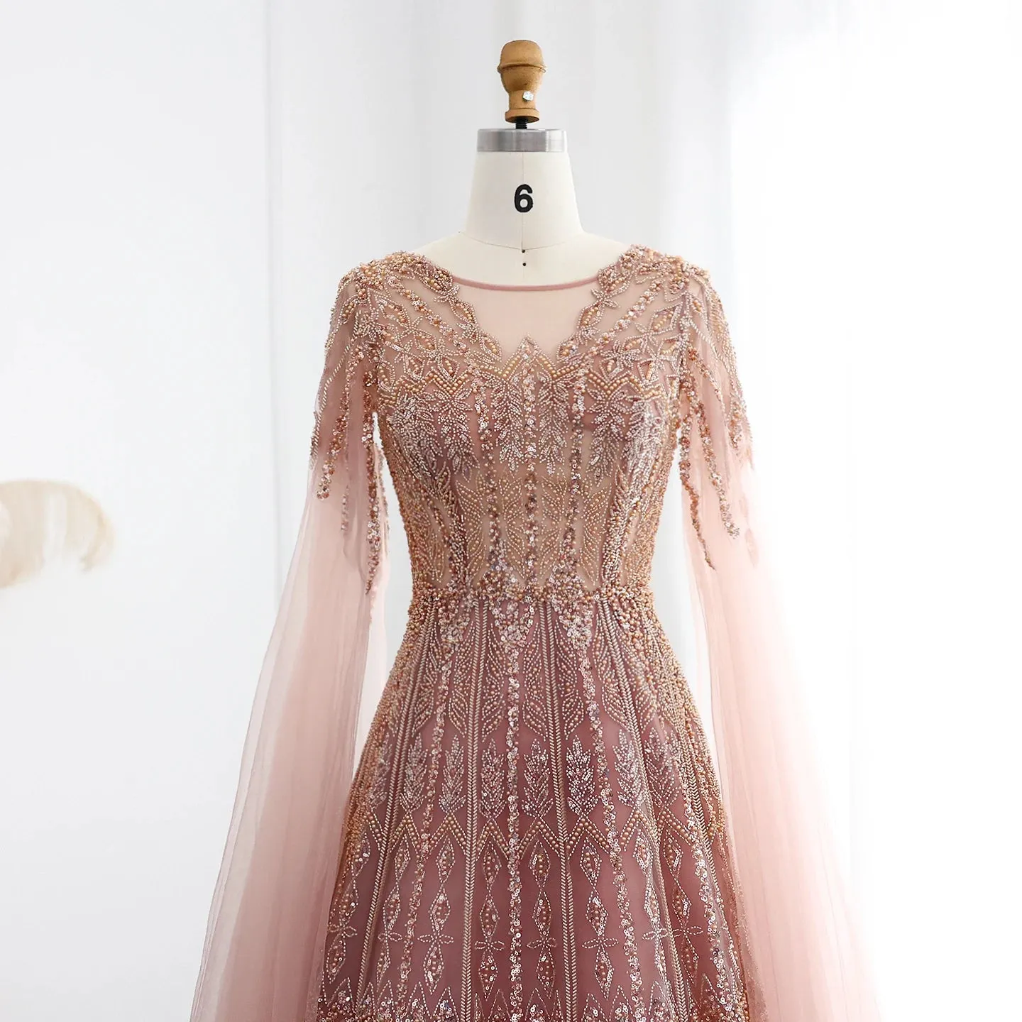 Cape Sleeves Tulle Wedding Formal Party Gowns
