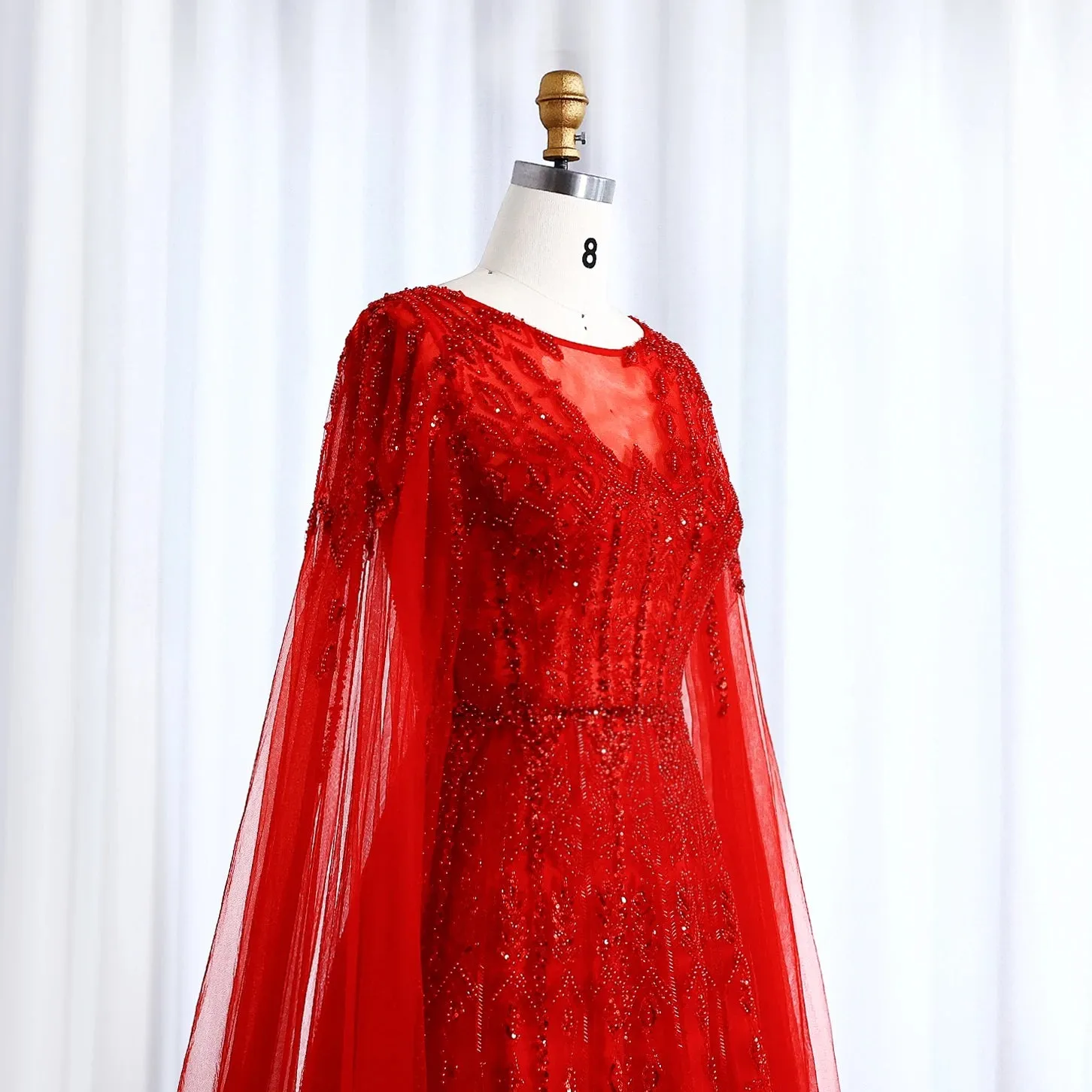 Cape Sleeves Tulle Wedding Formal Party Gowns