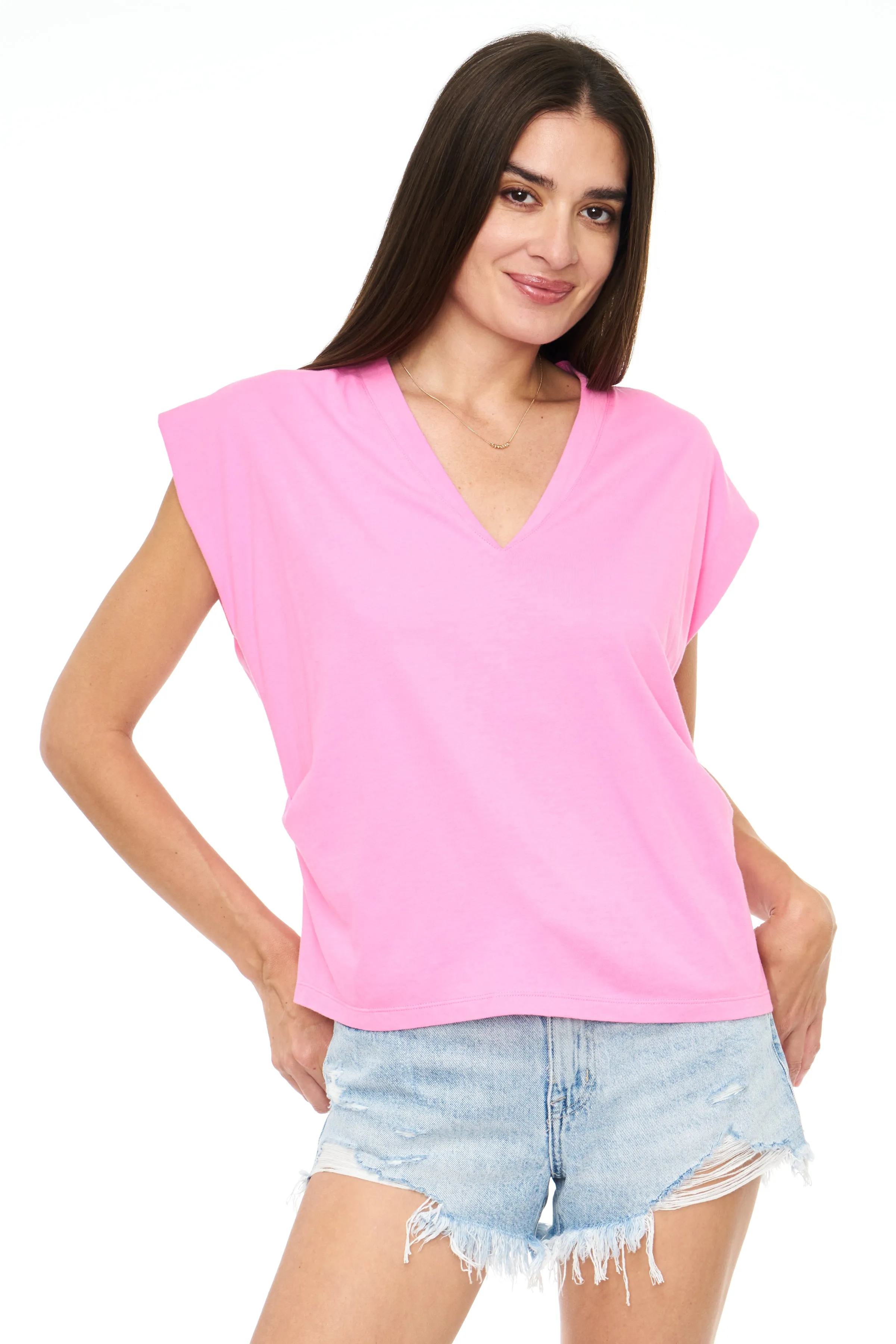 Carson V-Neck Muscle Tee - Flamingo