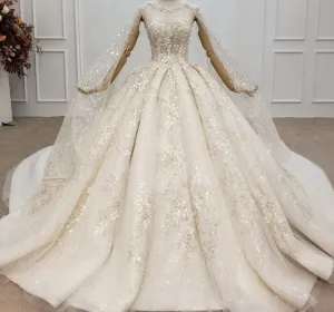 Champagne (Handmade Flowers) Sequins Wedding Dresses 2020