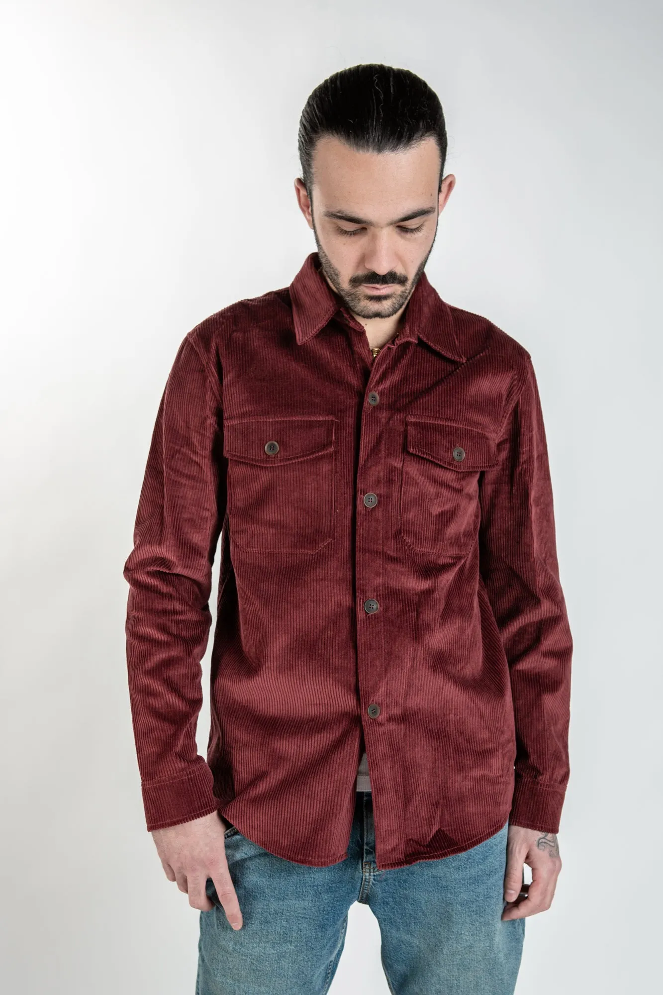 Cord Overshirt - Cherry