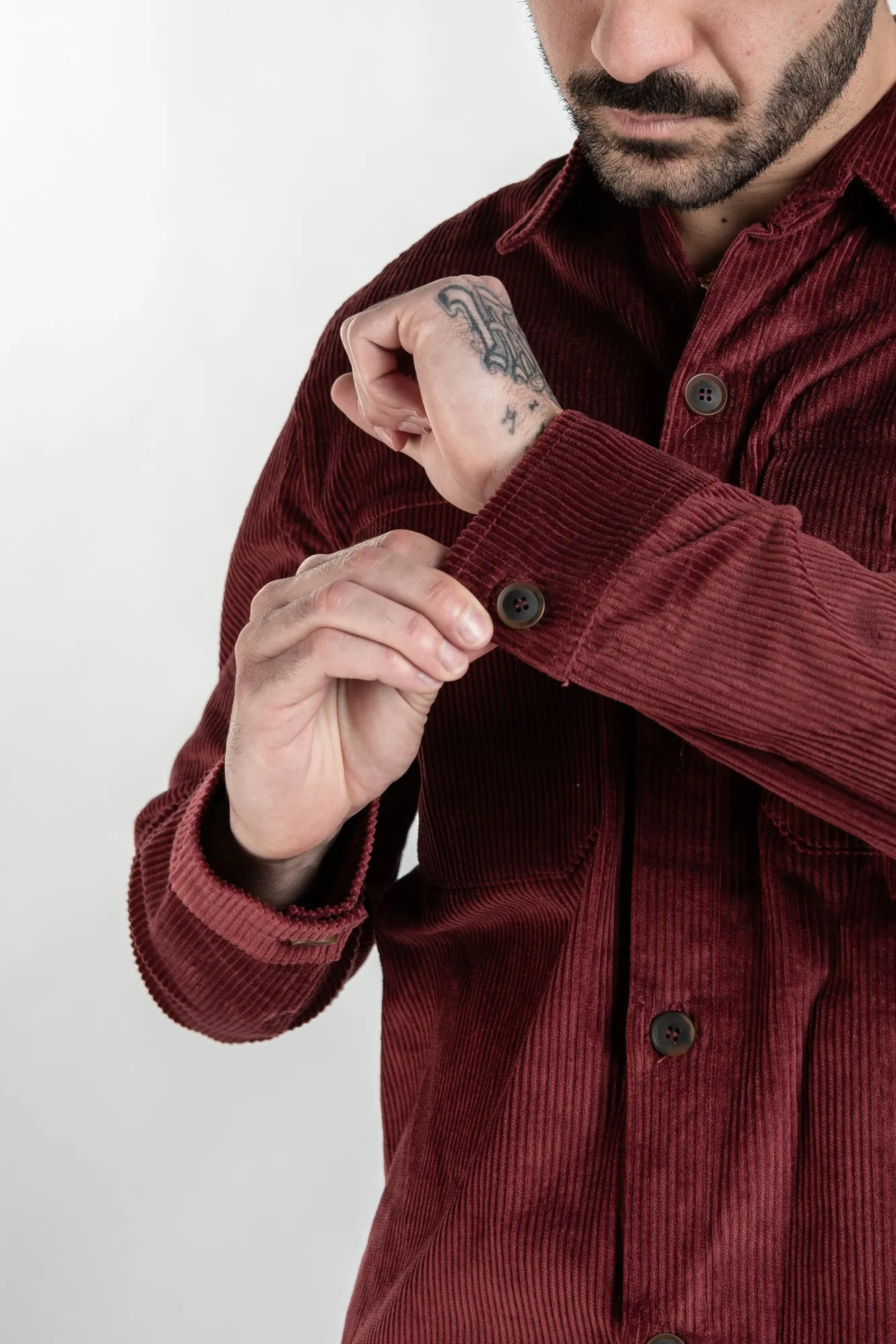 Cord Overshirt - Cherry