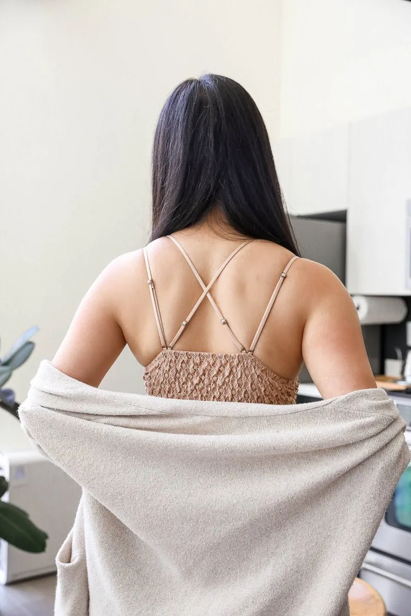 Crochet Lace Longline Bralette (Nude)