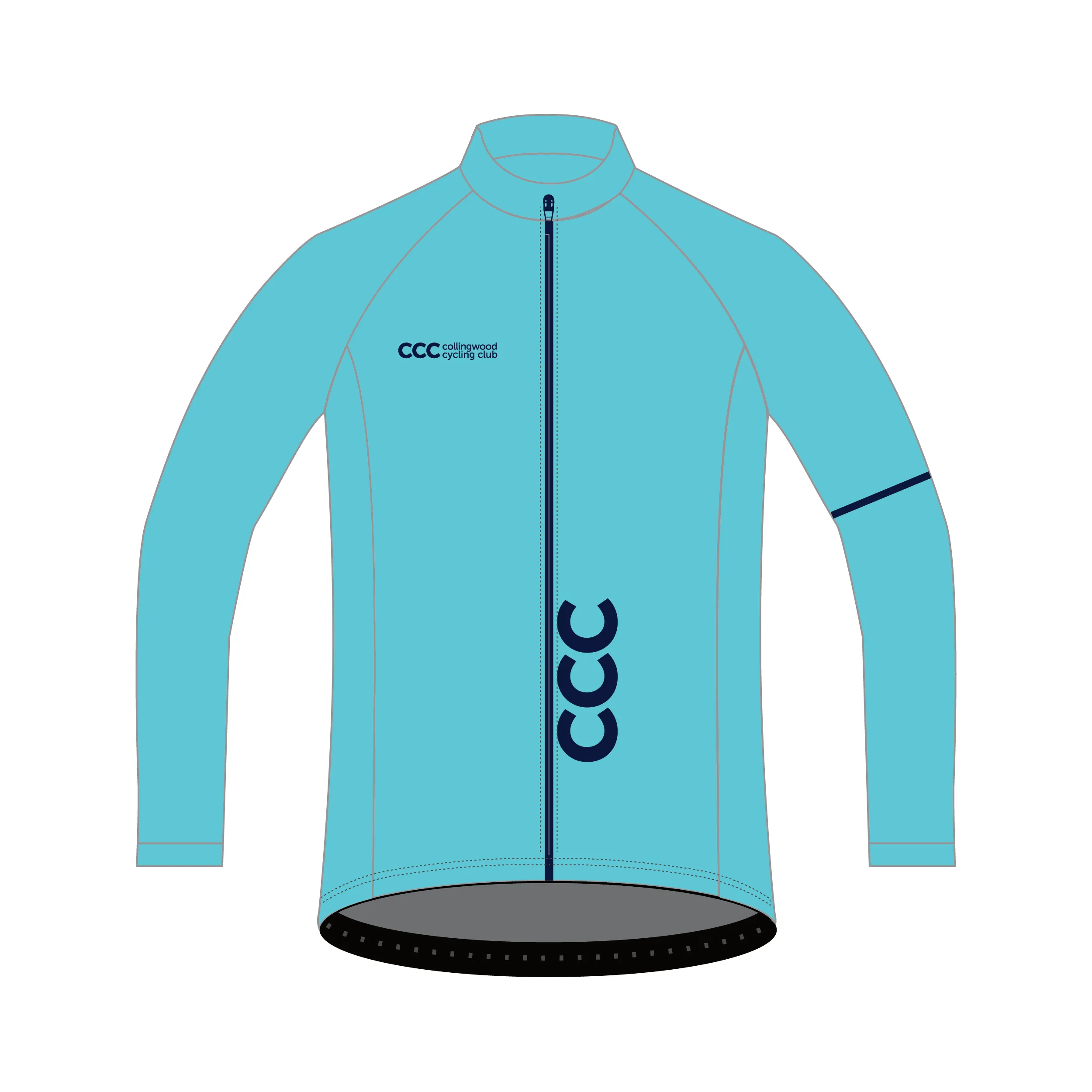 Custom Thermal Jacket - Collingwood Cycling Club Turquoise