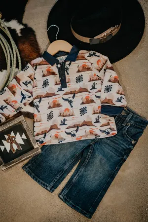 Desert Printed Youth Long Sleeve Polo Shirt (2T to 7T)