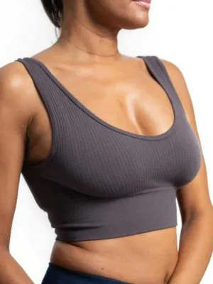 Ella Charcoal Ribbed Bralette with Low Back