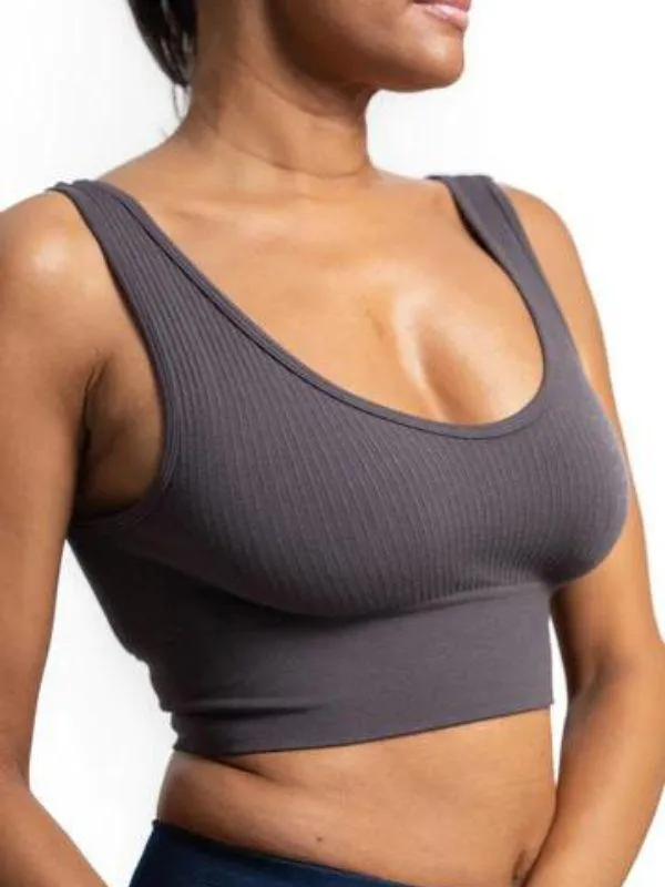 Ella Charcoal Ribbed Bralette with Low Back