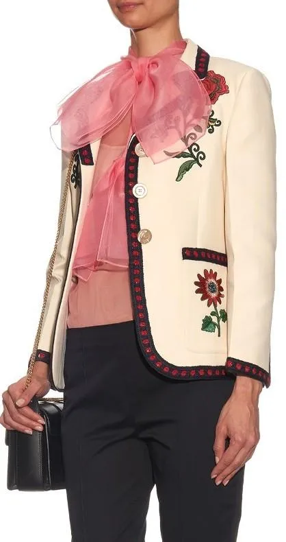 Embroidered Blazer & Pant Set in White