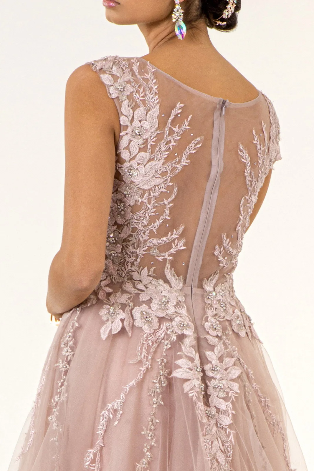 Embroidered Sleeveless Gown by Elizabeth K GL1923