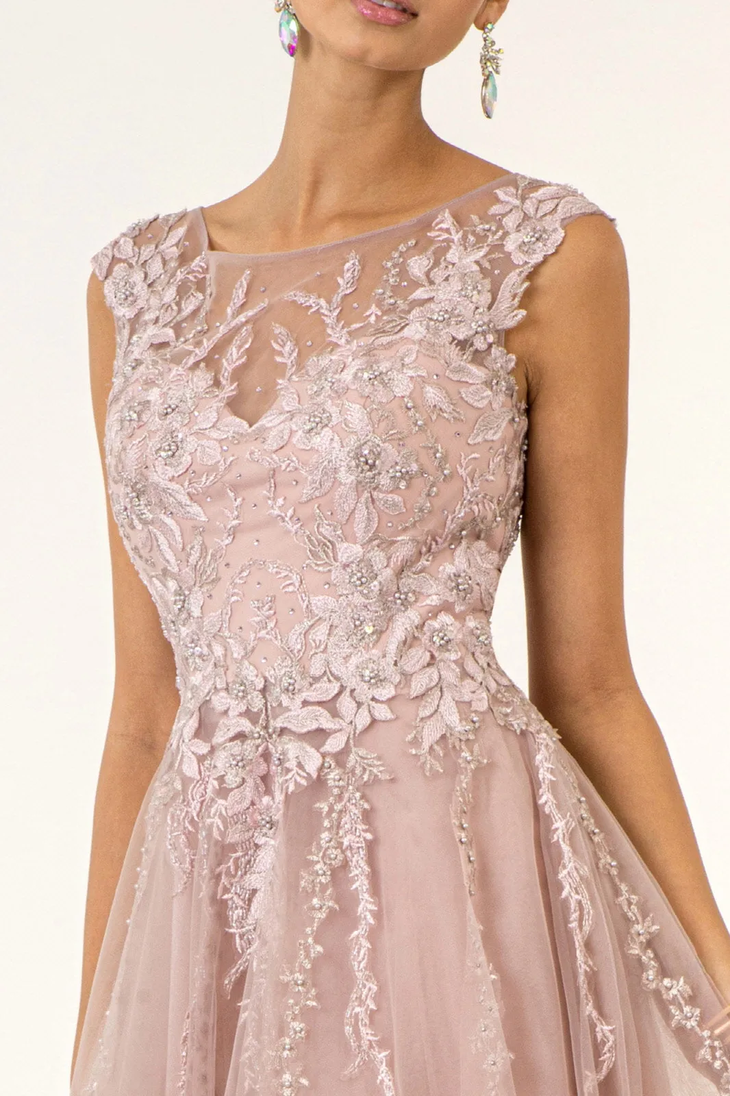 Embroidered Sleeveless Gown by Elizabeth K GL1923