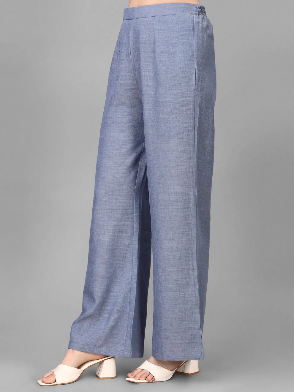 Ethereal Elegance Linen Ensemble: Embroidered Jacket, Crop Top & Pant