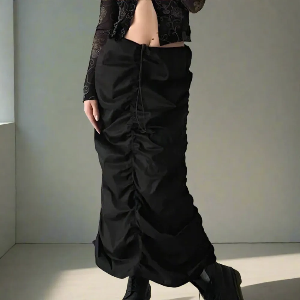 Fashion Forward Black Solid Color Maxi Skirt