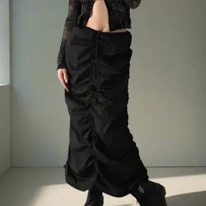 Fashion Forward Black Solid Color Maxi Skirt
