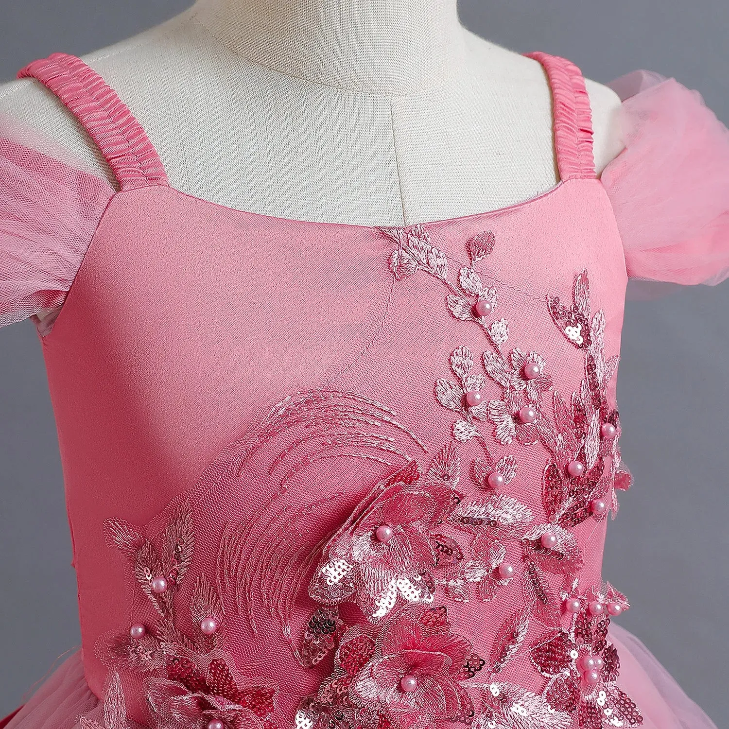 Flower Wedding Dress White First Communion Formal Long Lace Princess Prom Dress Long Gowns Kids Evening Formal Dress for Wedding