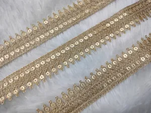 Gold Fancy Sequins Work Zari Embellished Trim