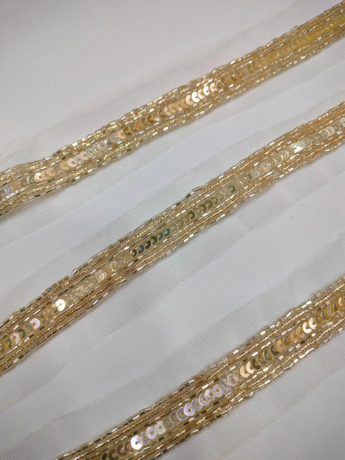 Golden Sequins Work Embellished Handwork Trim