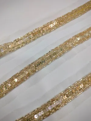 Golden Sequins Work Embellished Handwork Trim