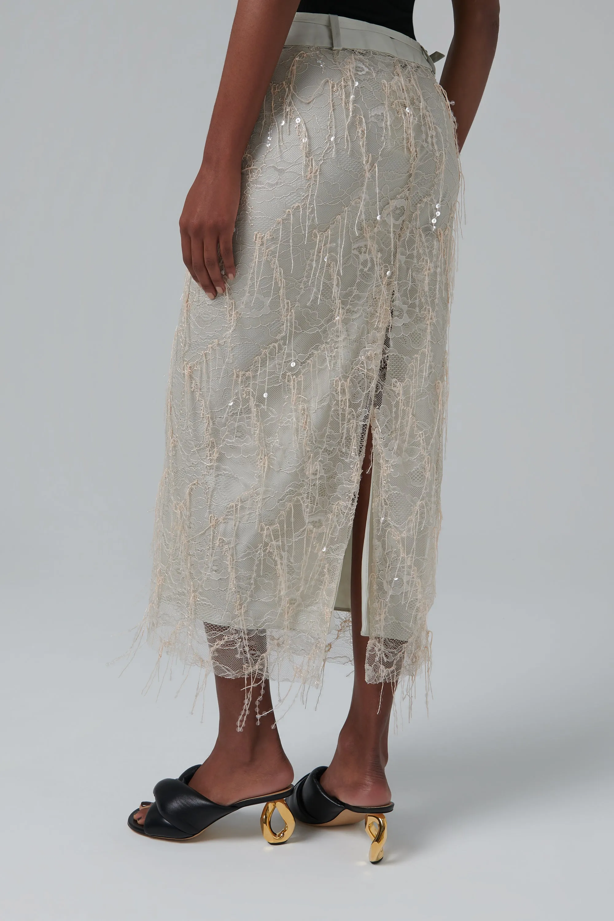 Grey Ivy Beaded Lace Skirt