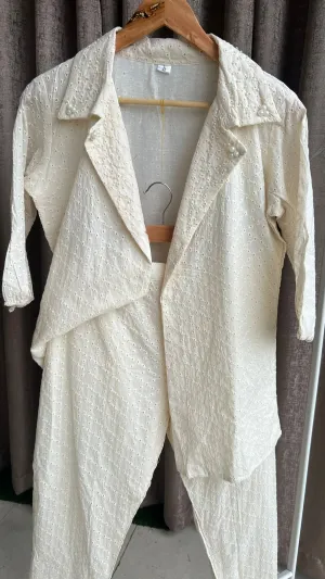 Half white pearl worked coord set