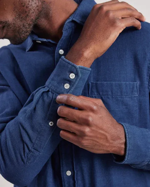 Hartford Paul Woven Button Down in Indigo