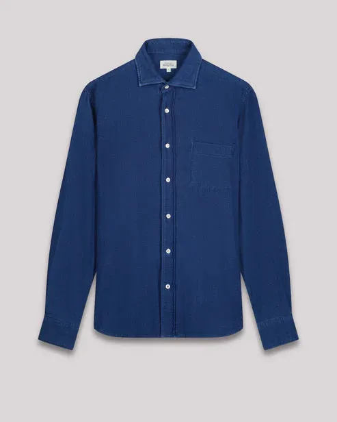 Hartford Paul Woven Button Down in Indigo