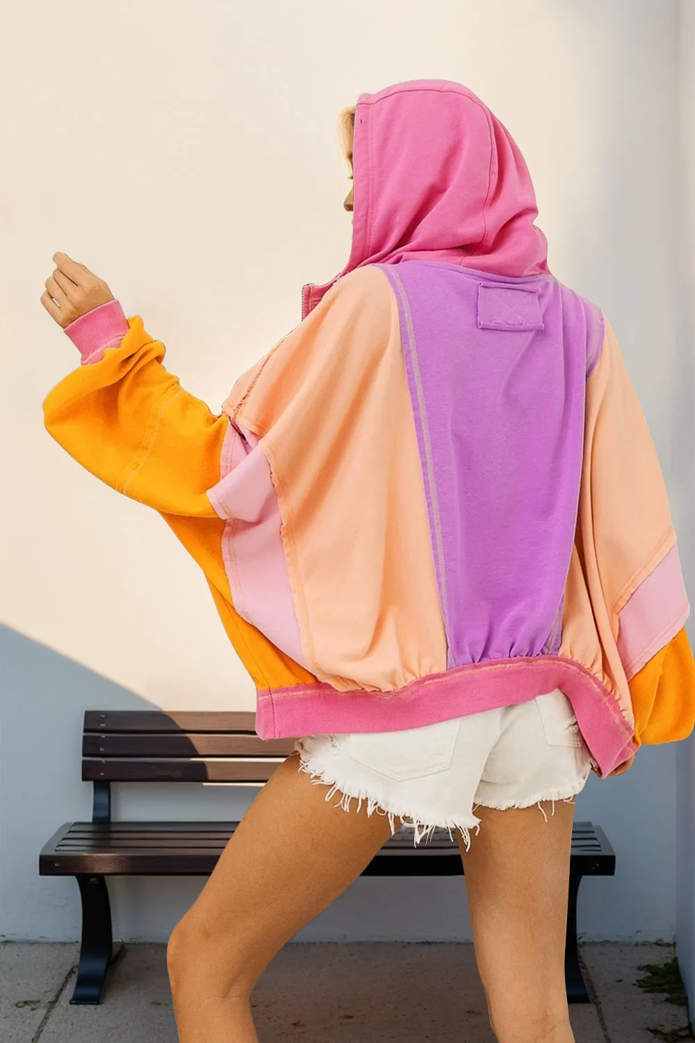 Hiking Color Block Zip Up Hoodie