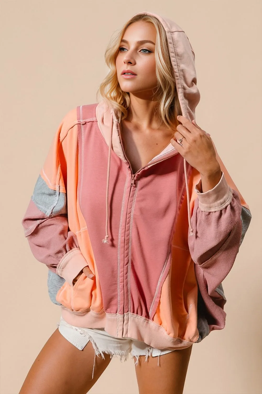 Hiking Color Block Zip Up Hoodie