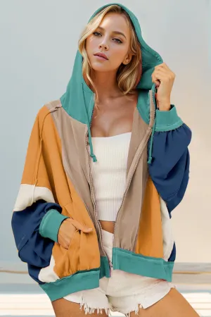 Hiking Color Block Zip Up Hoodie