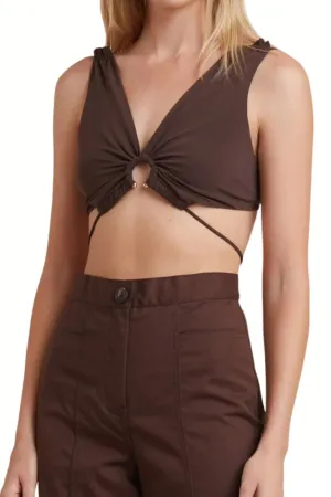 Joelene V Crop Top Cognac in Brown