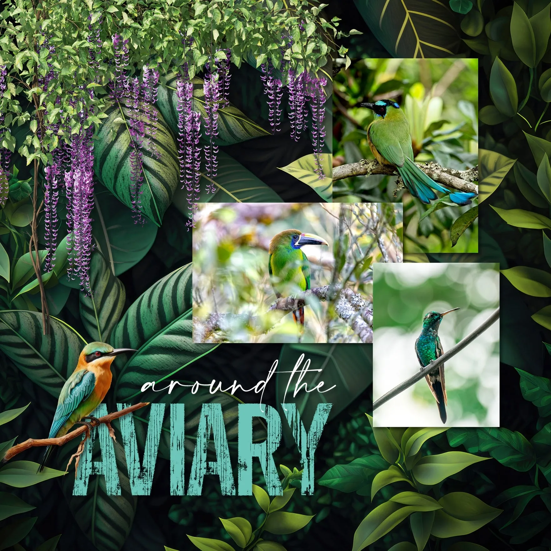 Jungle Flora & Fauna Elements Digital Scrapbook Kit