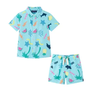 Kids (2-7) Fun Print Buttondown Set | Tropical Adventure