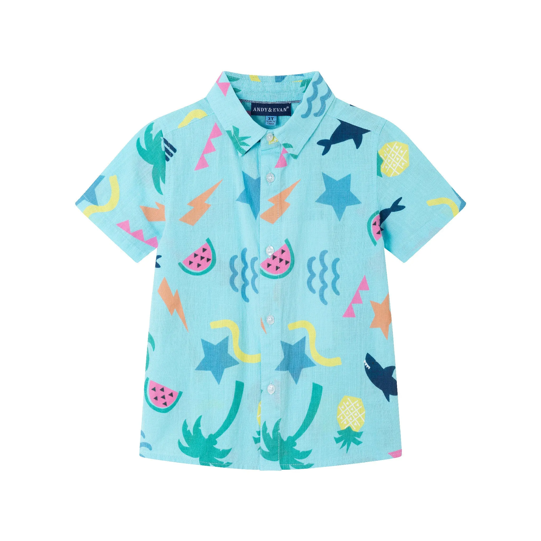 Kids (2-7) Fun Print Buttondown Set | Tropical Adventure